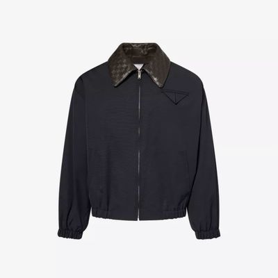 BOTTEGA VENETA Intrecciato-Collar Blouson Cotton-Blend Jacket