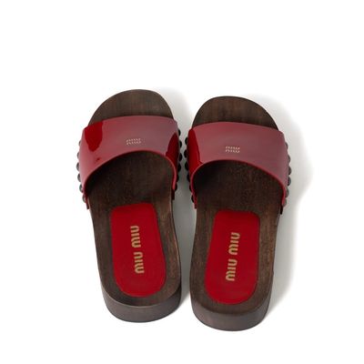MiuMiu Patent Leather Slides Red