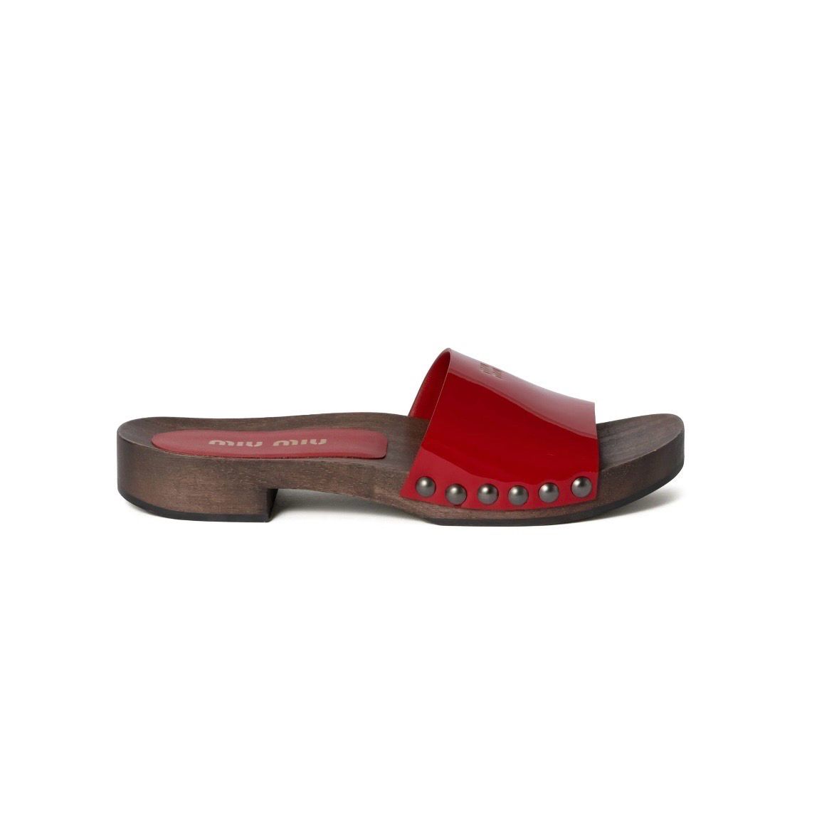 MiuMiu Patent Leather Slides Red