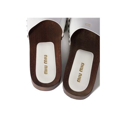 MiuMiu Patent Leather Slides White