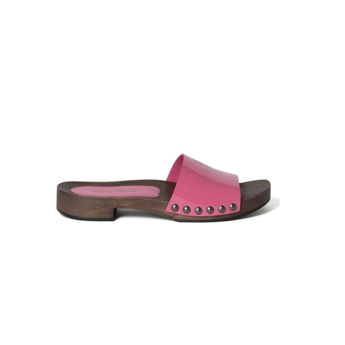 MiuMiu Patent Leather Slides Pink