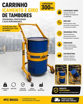 Carrinho Içamento e Giro de Tambor Cap. 300Kg