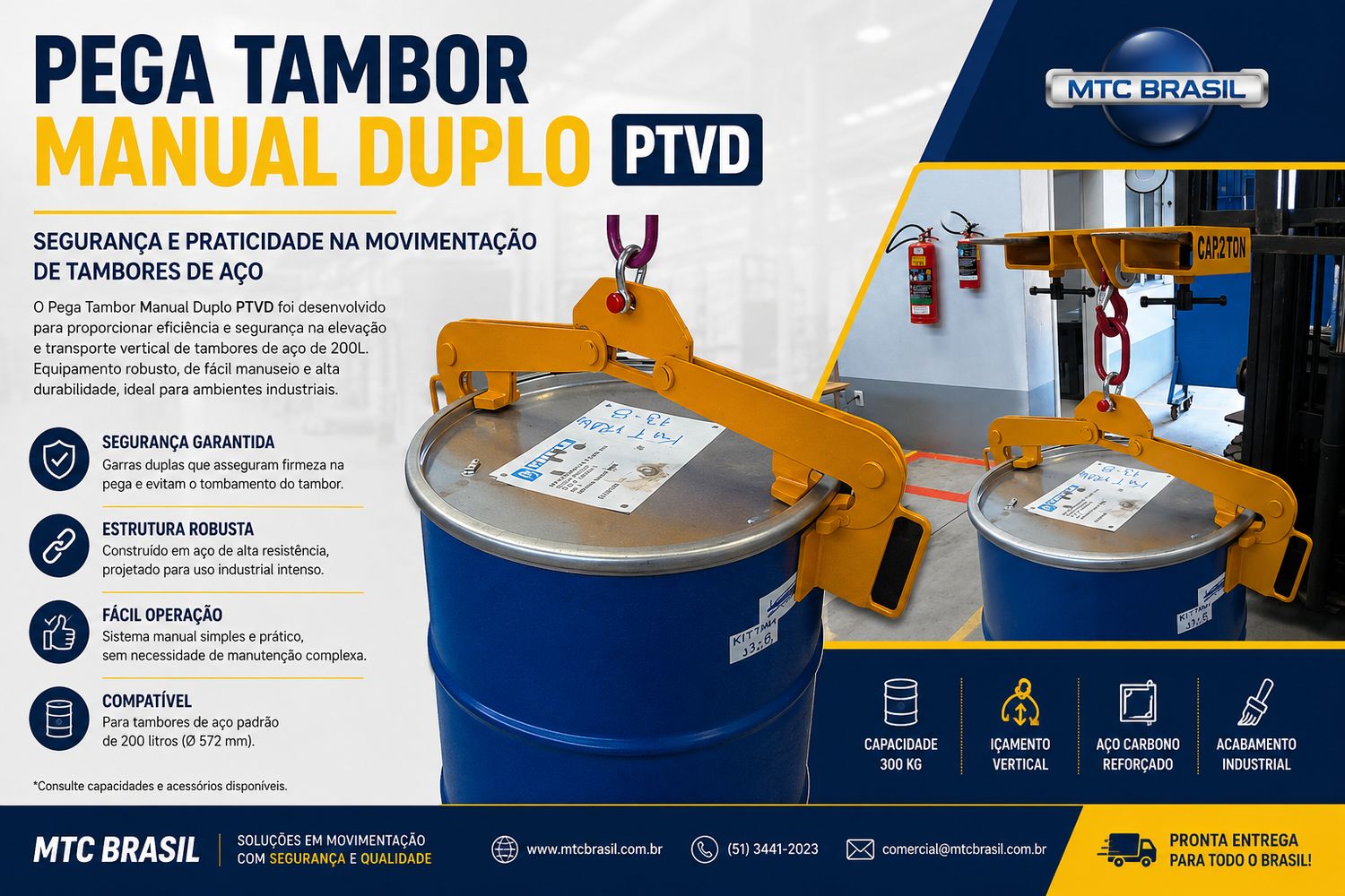 Pega Tambor Manual Vertical Duplo