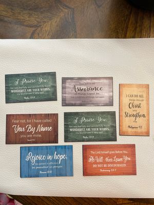 Business card–size magnetic scripture card with uplifting Bible verse