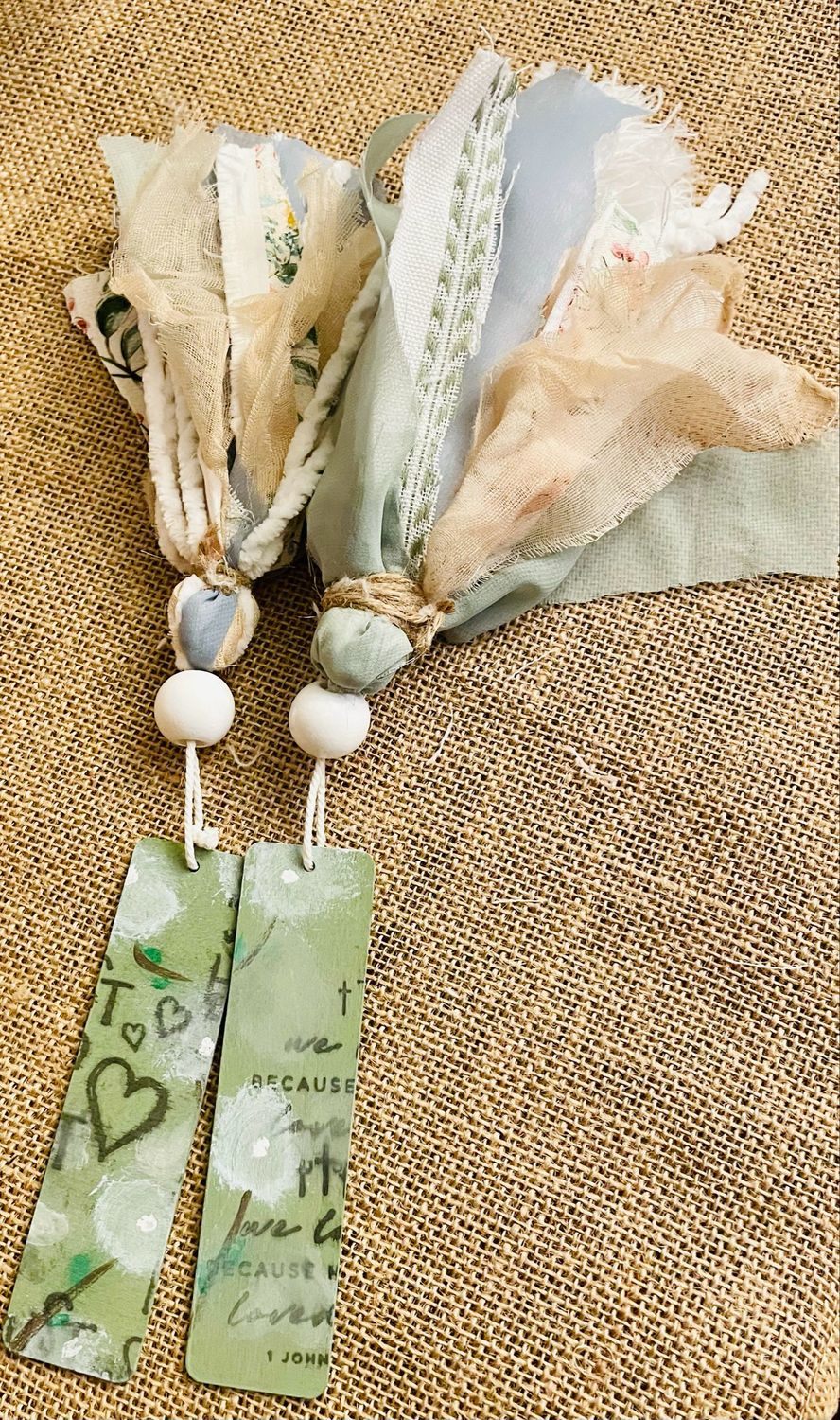 Hand-Painted Wooden Christian Bookmark with Boho Tassel | Inspirational Scripture