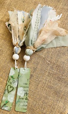 Hand-Painted Wooden Christian Bookmark with Boho Tassel | Inspirational Scripture