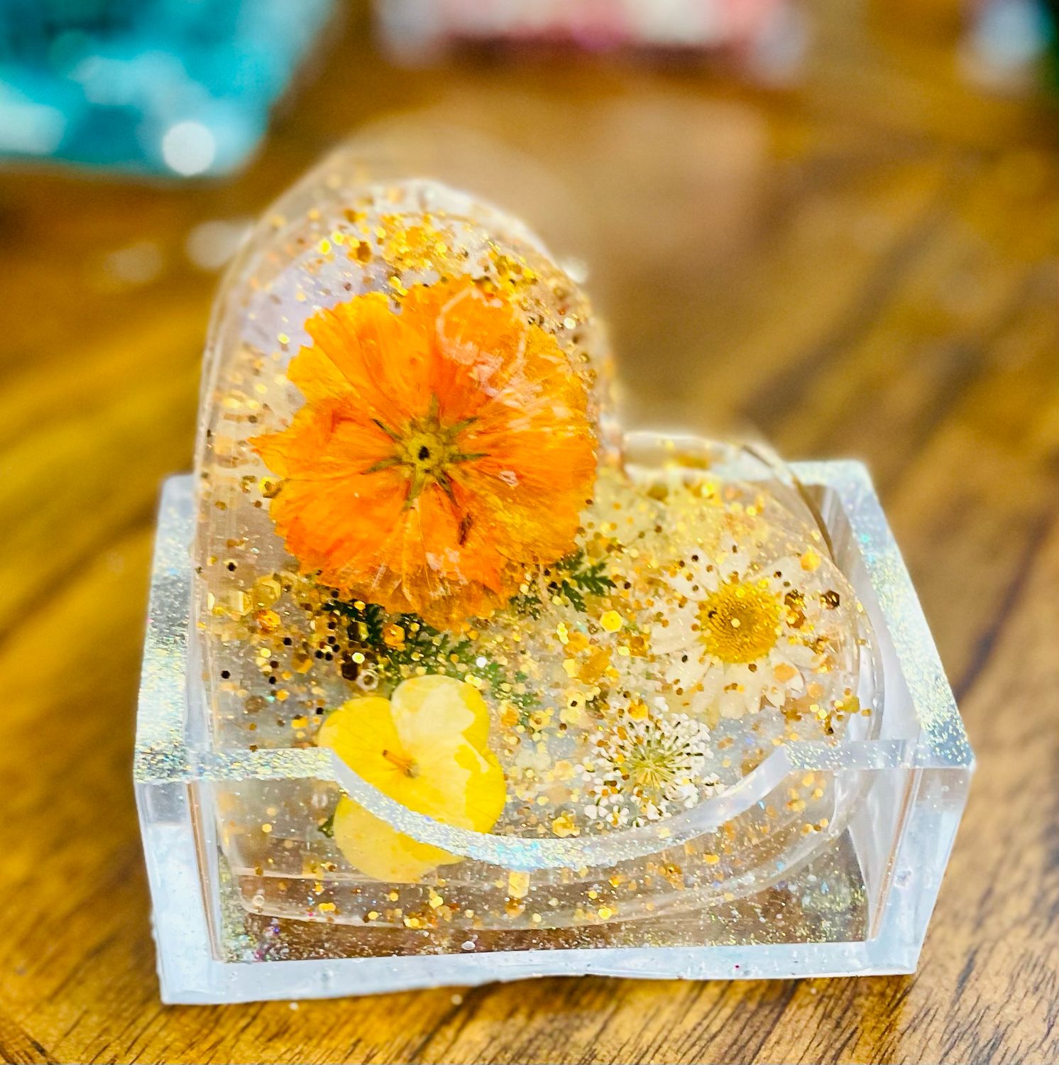 Handcrafted Resin Art Coaster Set - 4 Coasters + Matching Holder - Multiple Styles &amp; Shapes