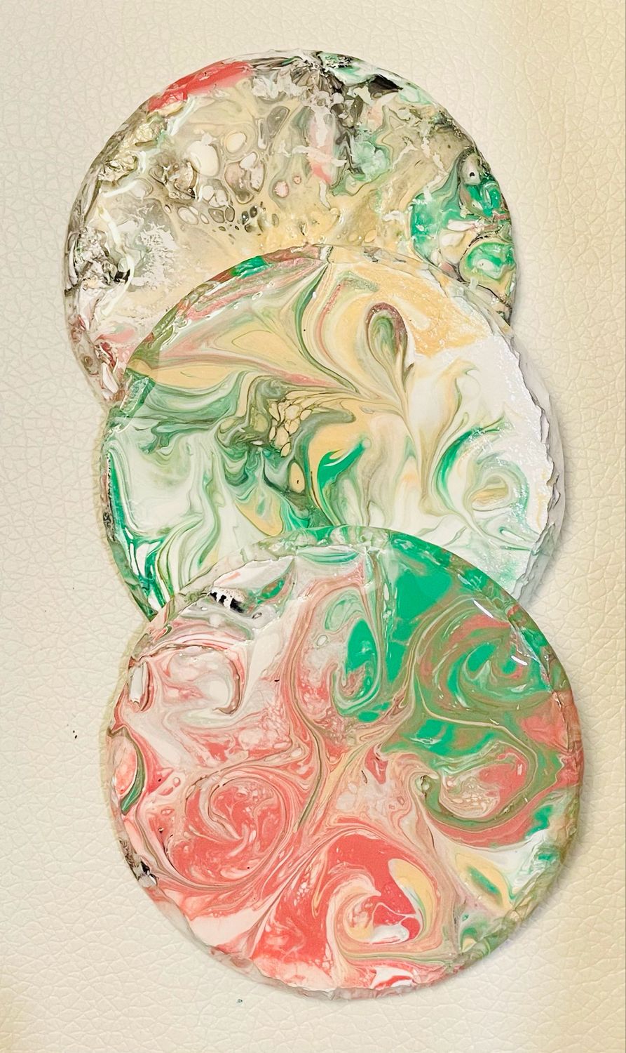 Handcrafted Acrylic Pour Art Slate Coaster - Resin Coated Functional Art