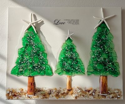 Extra Large Handcrafted Canvas Glass Resin Art - 14x20&quot;