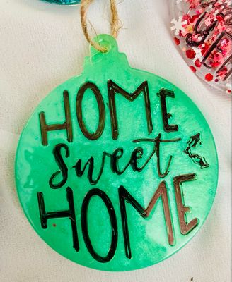 Handcrafted Resin Christmas Ornament - Inspirational Holiday Sayings with Glitter~ BOGO Buy One Get One FREE