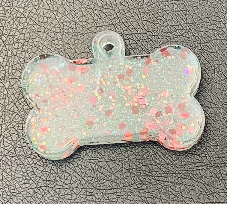 Resin Dog Bone Tag – Glitter &amp; Floral Designs
