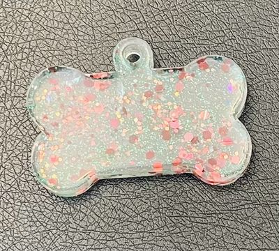 Resin Dog Bone Tag – Glitter &amp; Floral Designs