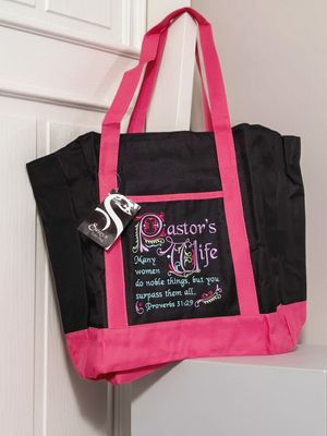 Pastor's Wife" Canvas Tote Bag – Proverbs 31:29 – Pink & Black~ BOGO Buy One Get One Half Off Pastor's Wife" Canvas Tote Bag – Proverbs 31:29 – Pink & Black~ BOGO Buy One Get One Half Off