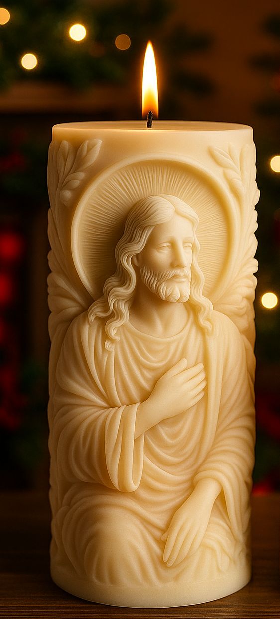 Hand-Crafted Jesus Sculpture Pillar Candle Hand-Crafted Jesus Sculpture Pillar Candle
