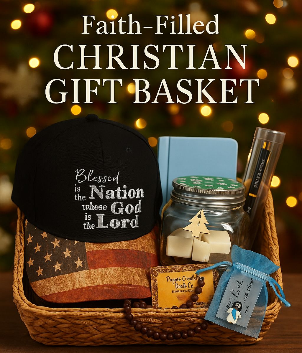Men’s Christian Christmas Gift Basket – Patriotic Faith Set BOGO ( BUY ONE GET ONE HALF OFF)