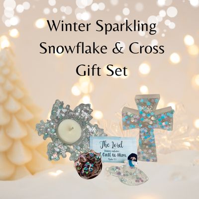 Winter Snowflake Faith Gift Set – Handcrafted Sparkling Art Cross, Snowflake Candle Holder, Paw Phone Grip, & More~ BOGO ( BUY ONE GET ONE FREE) Winter Snowflake Faith Gift Set – Handcrafted Sparkling Art Cross, Snowflake Candle Holder, Paw Phone Grip, & More~ BOGO ( BUY ONE GET ONE FREE)
