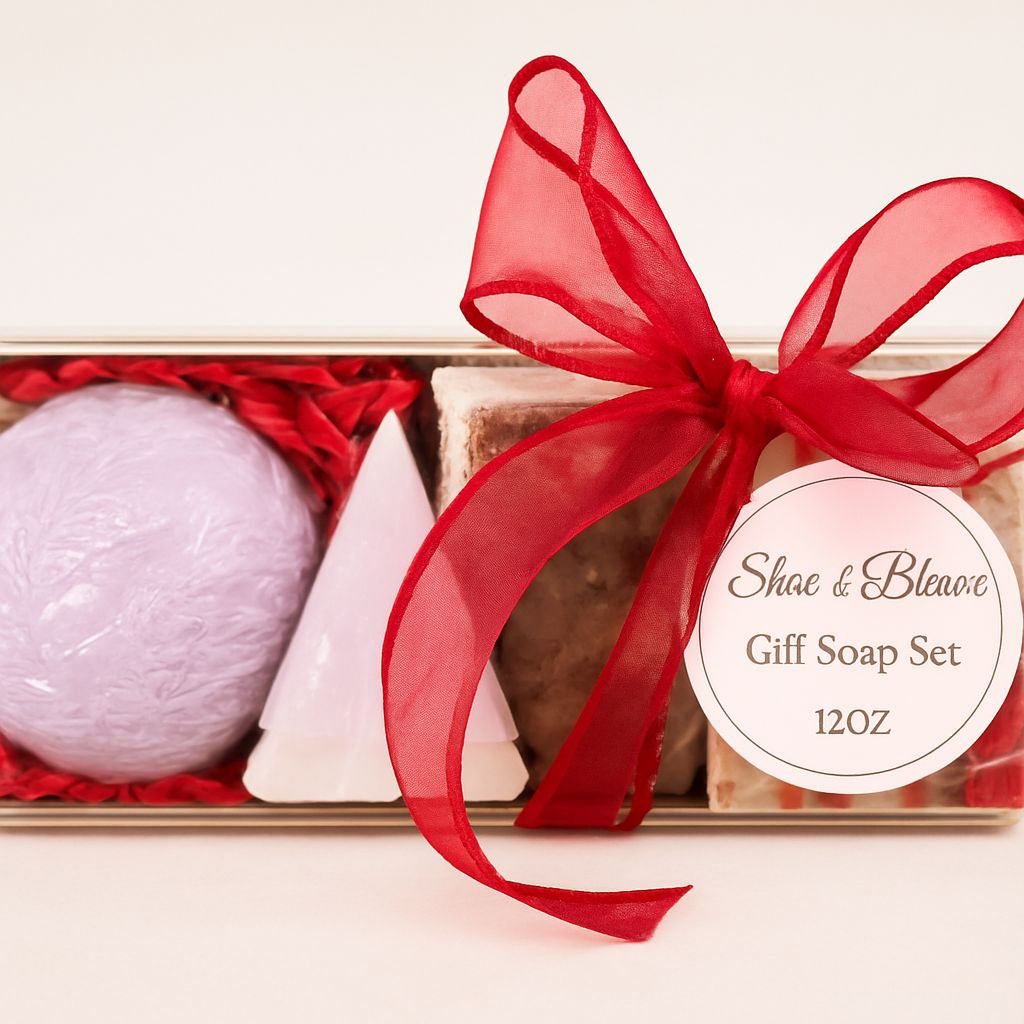 Shea &amp; Bloom Holiday Gift Set - 4 Piece Artisan Soap Collection ~ BOGO ( Buy One Get One Half Off)