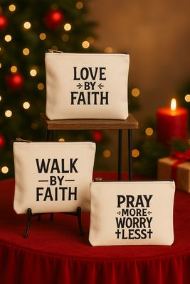 Handmade Mystery Christian Canvas Pouch – Surprise Faith Saying + Bonus Gift~ BOGO- Buy One Get One FREE Handmade Mystery Christian Canvas Pouch – Surprise Faith Saying + Bonus Gift~ BOGO- Buy One Get One FREE