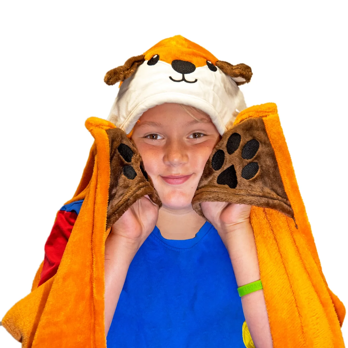 Plush Hooded Animal Blanket with Pockets, Size: Youth, Color: Fox