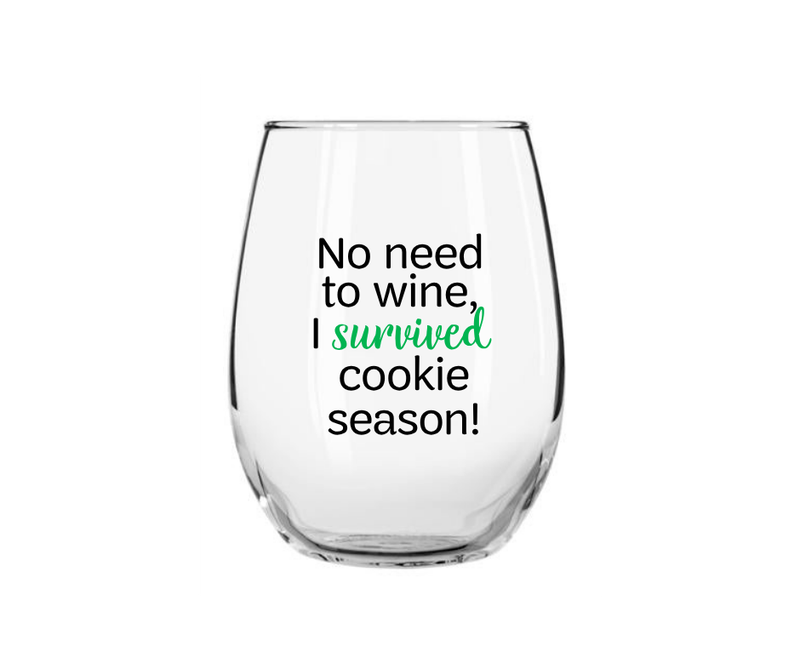 I Survived Cookie Season Stemless Wine Glass