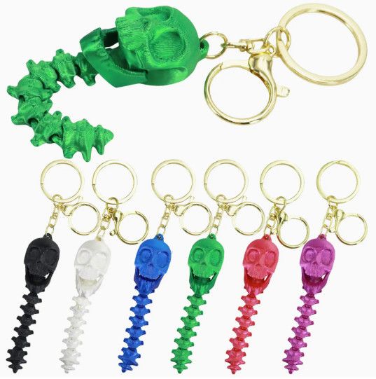 Colorful Skeleton Skull 3D Print Articulated Key Chain