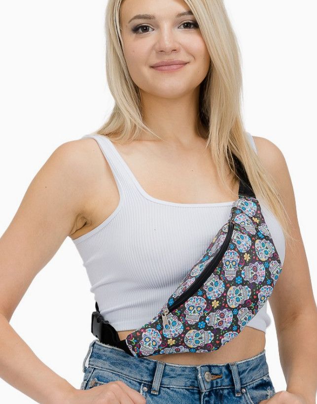 Sugar Skull Print Fanny Pack