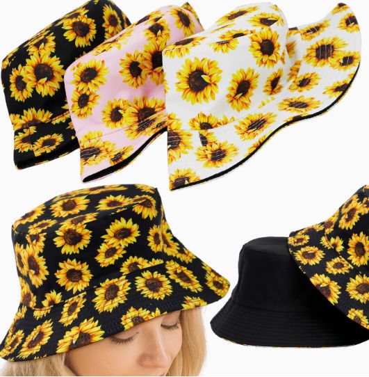 Sunflower Reversible Black Bottom Bucket Hat