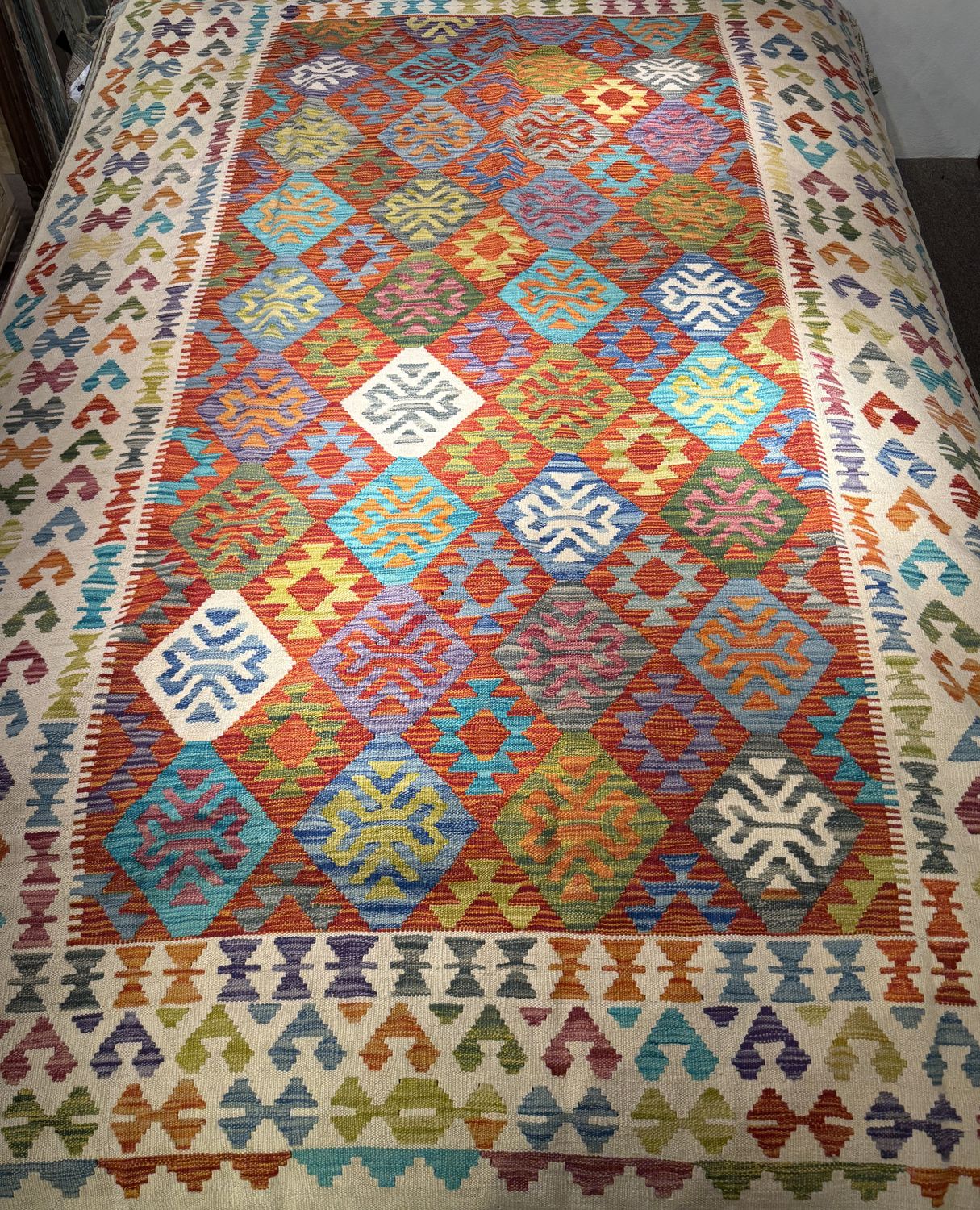 Hand Woven Kilim 9&#39;10 x 6&#39;7&quot;