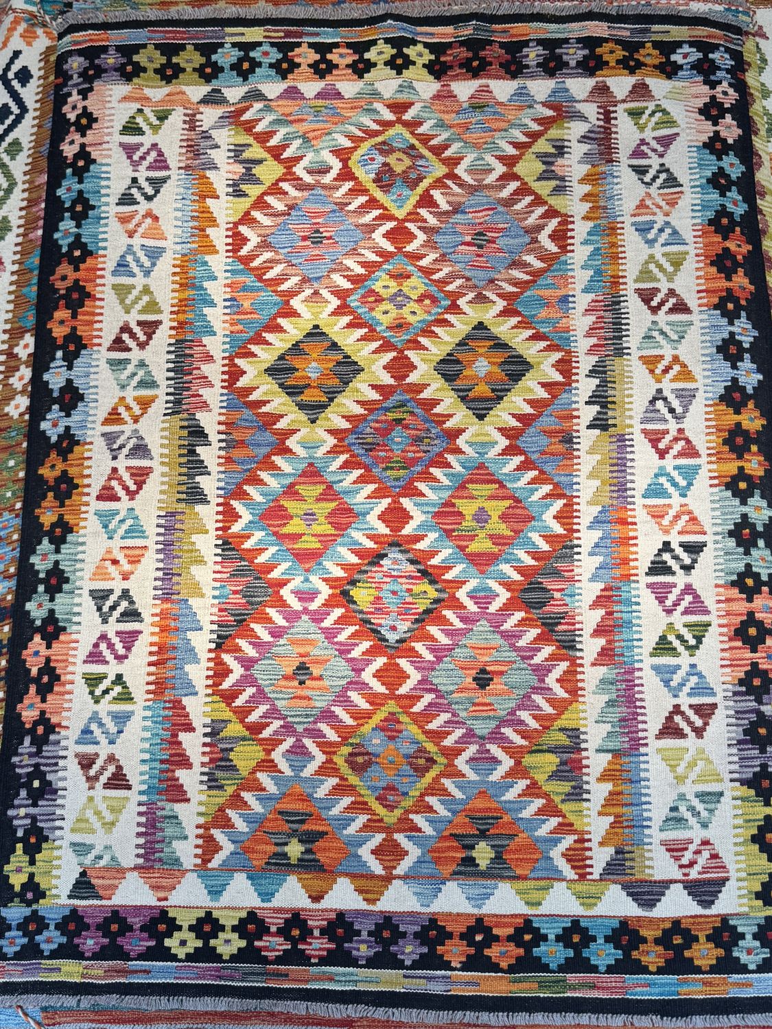 Hand Woven Woolen Kilim 5&#39;11&quot;X4&#39;3&quot;