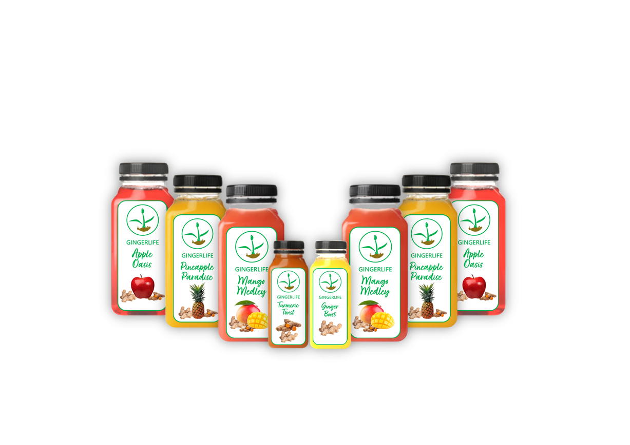 Gut Health Wellness Pack (2 Apple Oasis, 2 Pineapple Paradise, 2 Mango Medley, 1 Turmeric Twist, 1 Ginger Boost)