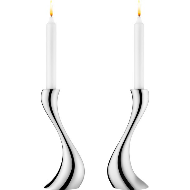 Georg Jensen Pair Large Cobra Candlesticks 