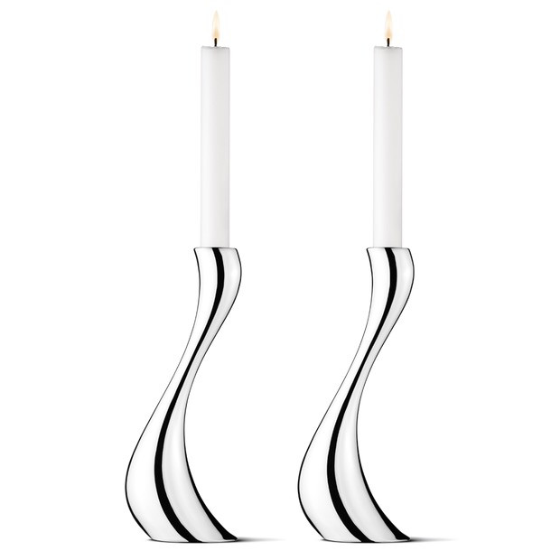 Georg Jensen Pair Medium Cobra Candlesticks 
