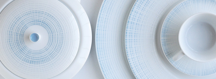 Bernardaud Saphir Blue 12 3 pc Dinnerware (dinner, salad, coupe soup) 7 Purchased Needs 5