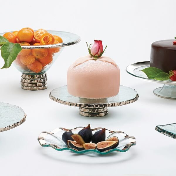 Annie Glass Edgey Silver Cake Tray 