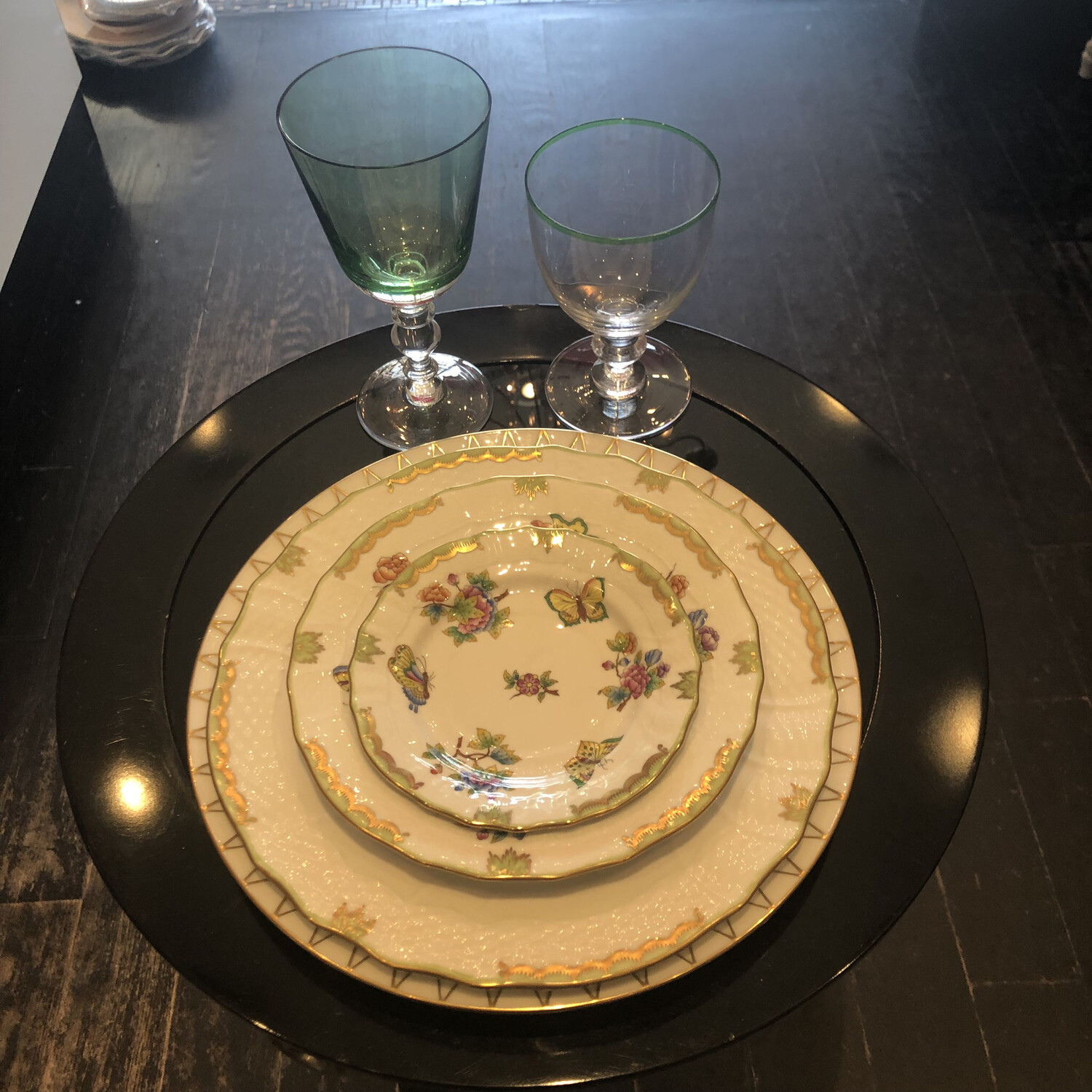 Herend Dinnerware 12 4 Piece Place Settings-Princess Victoria Service Plate, Queen Victoria Dessert, Queen Victoria Bread And Butter, Victoria Small Rim Soup—$415 Per Place Setting 9 Purchased Needs 3
