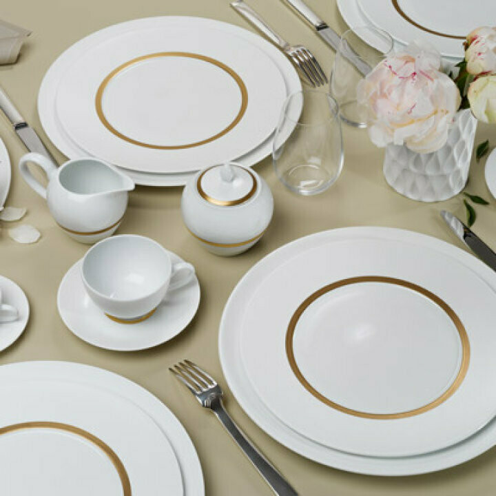 Bernardaud Cronos Or Dinnerware 12 Dinner, Salad and Coupe Soups