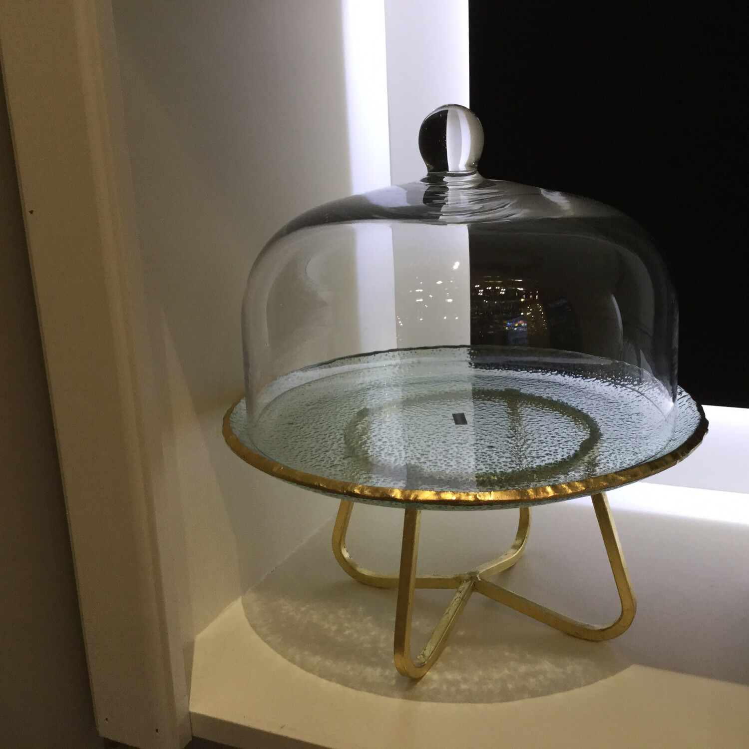 Covered Gold Cake Plate
