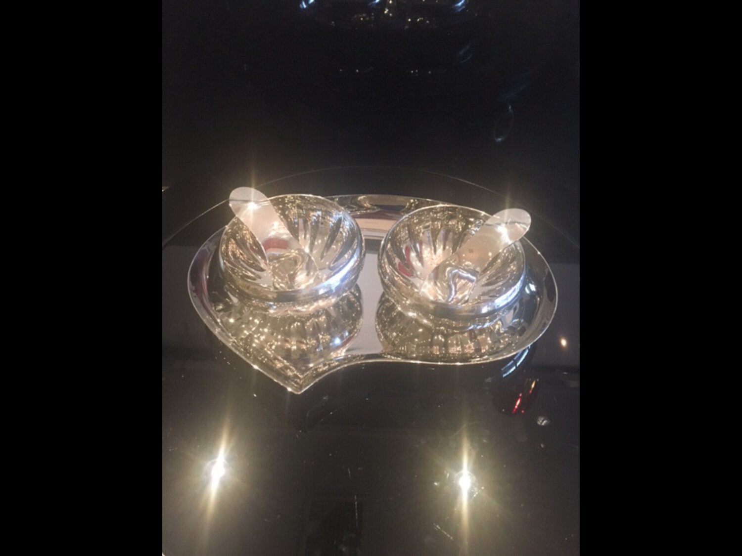 Georg Jensen 2 Olive Bowls With Georg Jensen Bloom Tray 