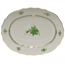 Herend Chinese Bouquet Green Oval Platter Purchased