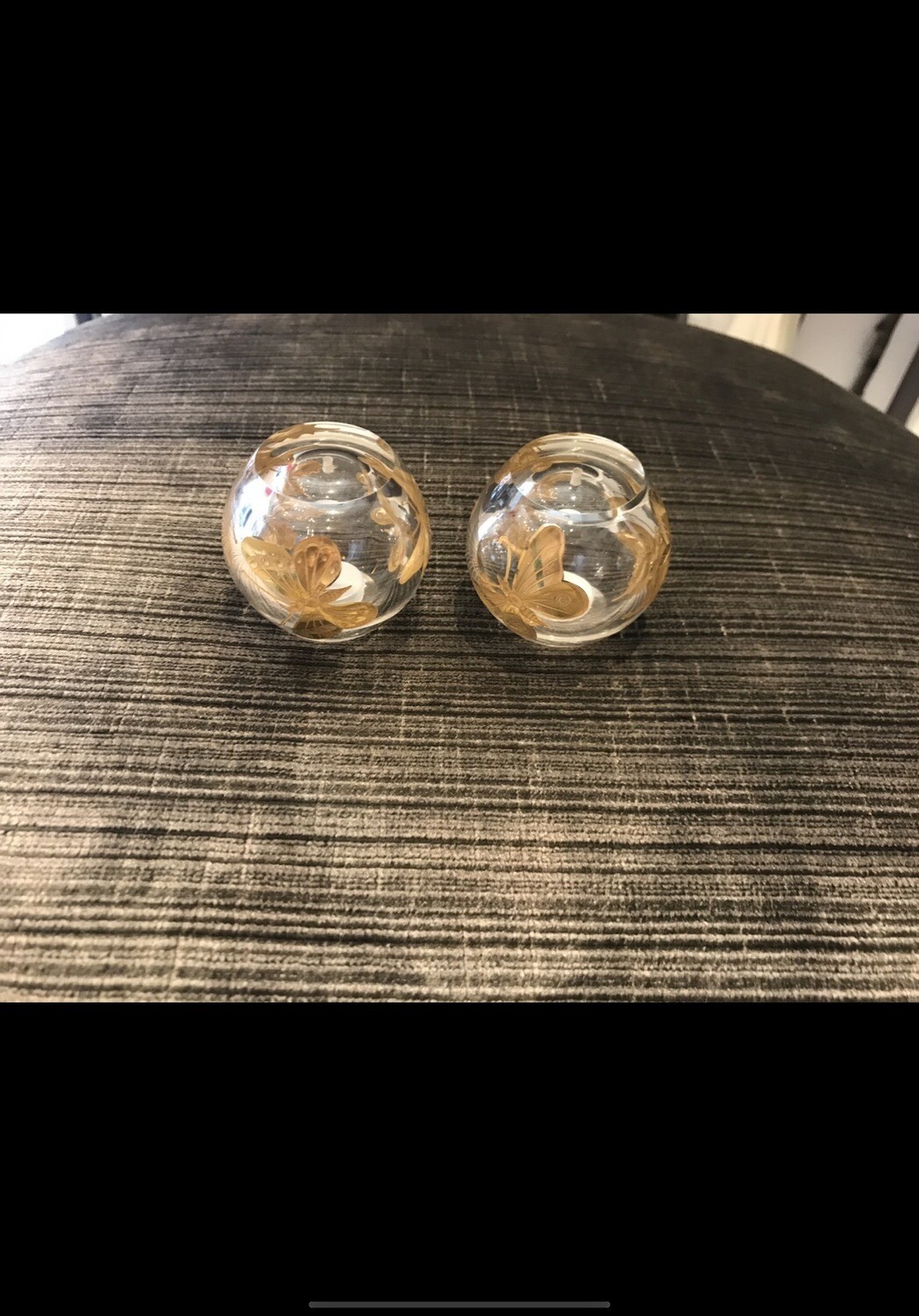 Artel Gold Butterfly Pair Salt And Pepper Shakers