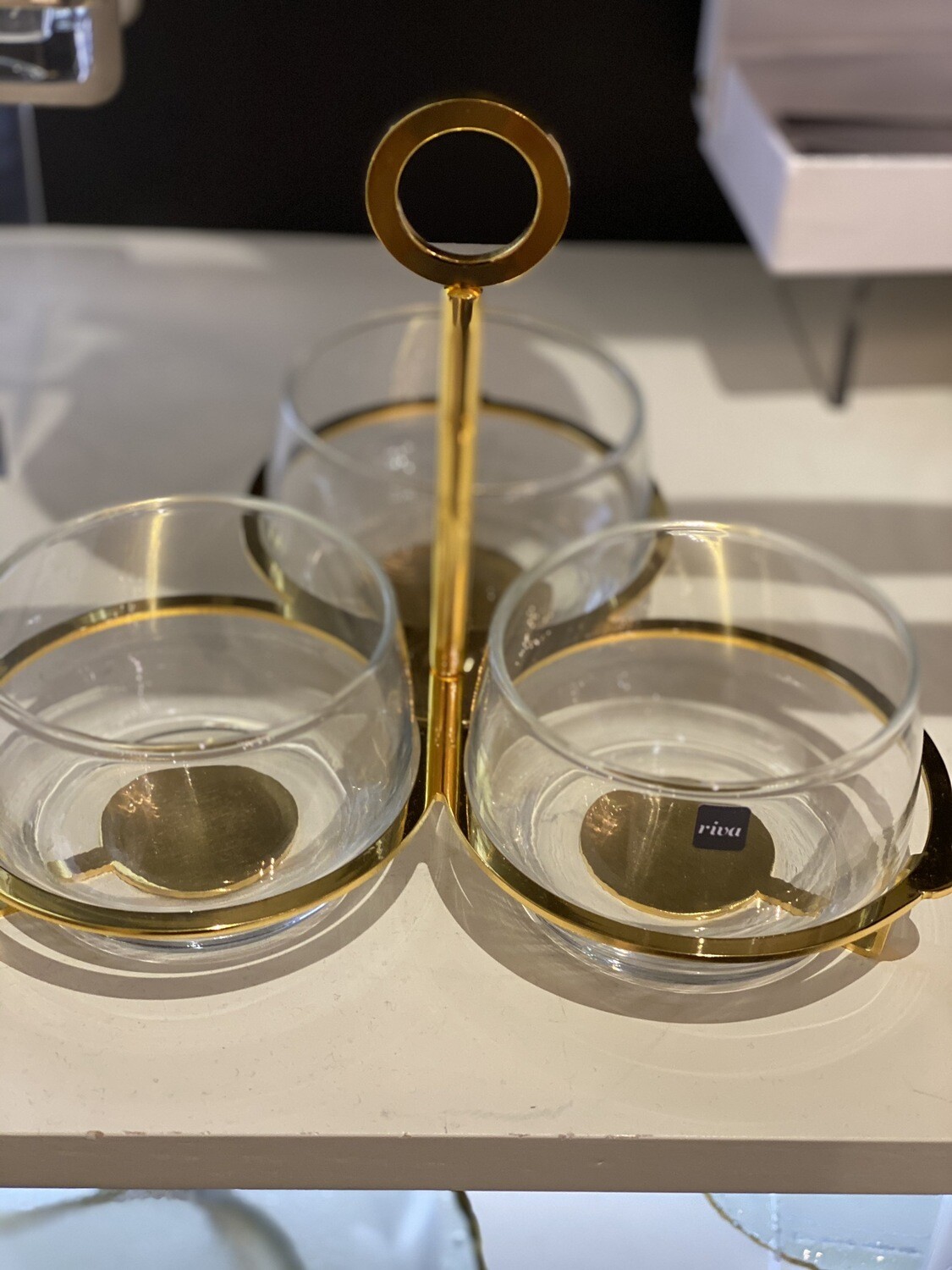 Gold And Glass Triple Dip Bowl PURCHASED 