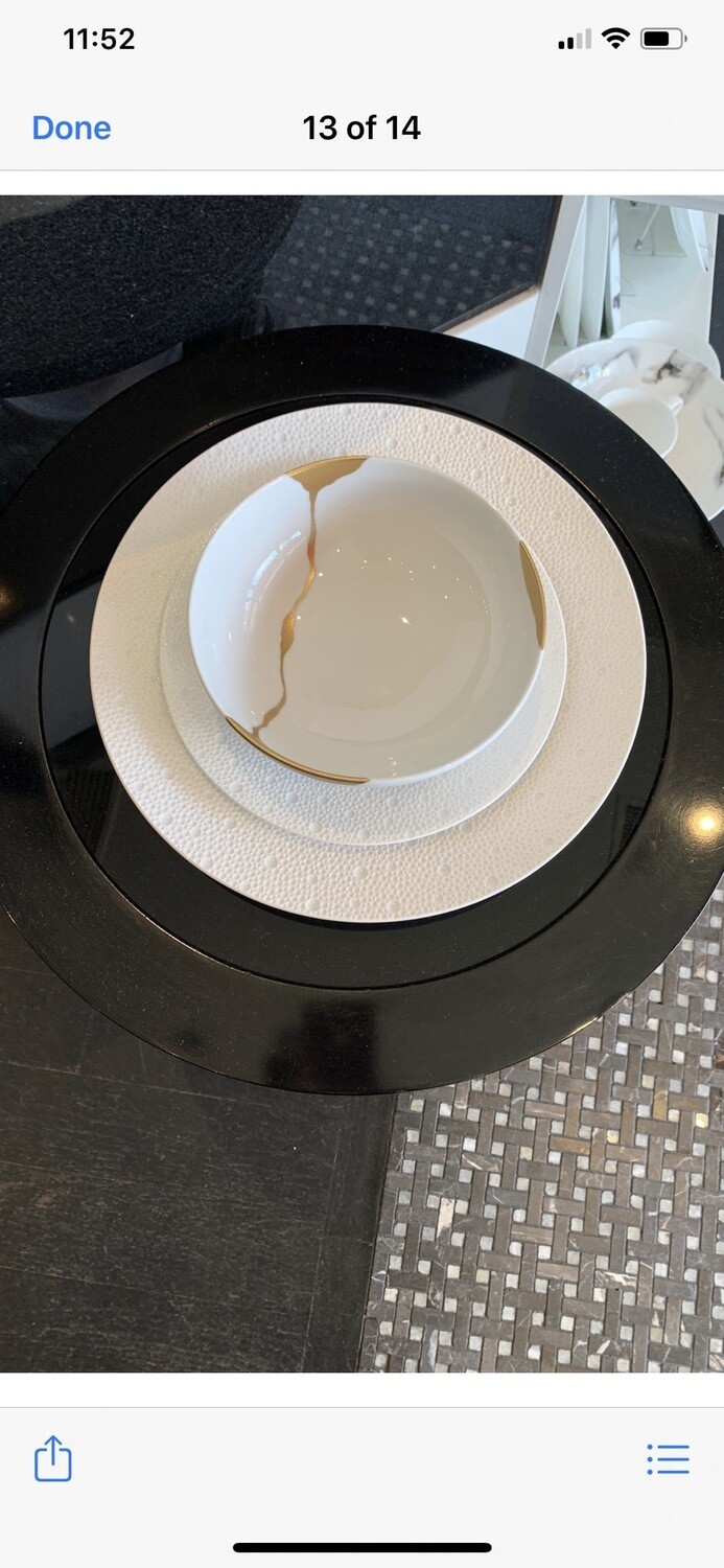 Bernardaud Ecume White Service Plate And Salad, Bernardaud Kintsugi Large Bowl Needs 12