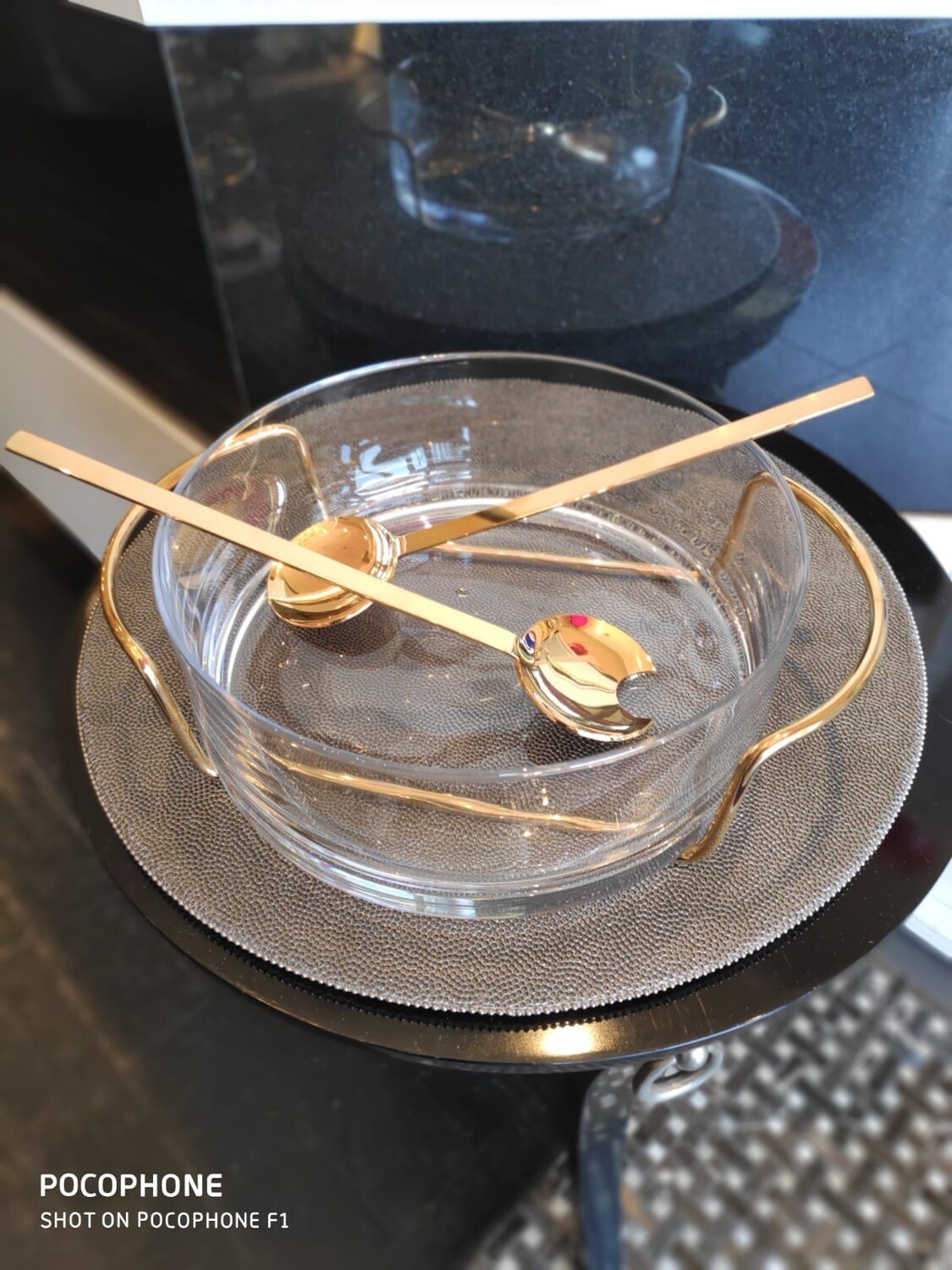 Gold Salad Bowl With Matching Servers Purchased