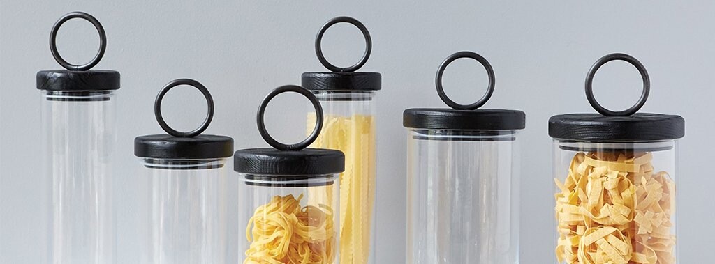 Glass Canister With Black Lid