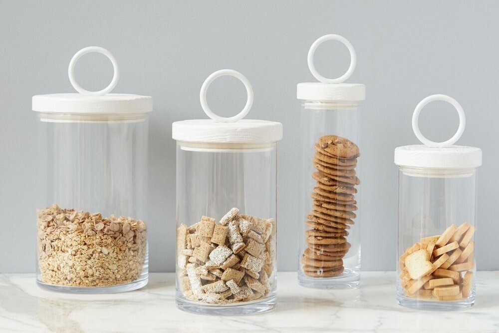 Glass Canister With White Lid
