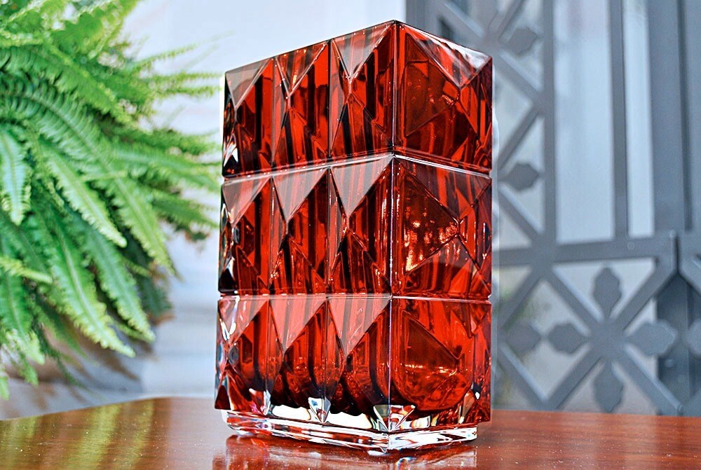 Baccarat Crystal Red Luxour Vase Purchased