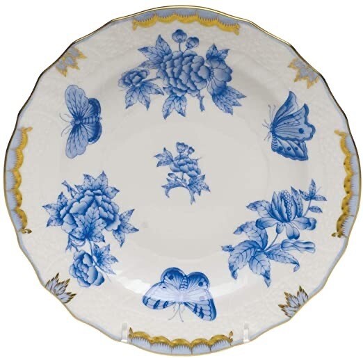 Herend Princess Victoria Lt. Blue Service/ Princess Victoria Lt. Blue Rim Soup/Herend Fortuna Blue Dessert Plates Needs 12