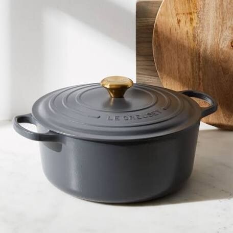 Le Creuset Grey Dutch Oven With Gold Knob
