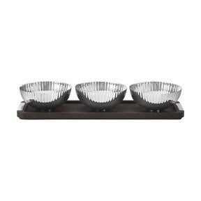 Georg Jensen Oak And Stainless Triple Server PURCHASED