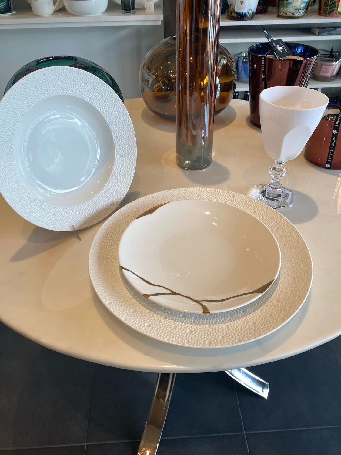 Bernardaud Ecume Service, Rim Soup, Kintsugi Salad 3 Piece $179 Needs 12